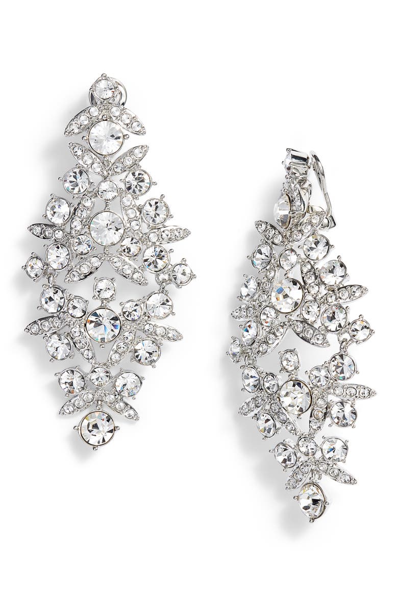 Drama Crystal Chandelier Earrings, Main, color, SILVER/ CRYSTAL