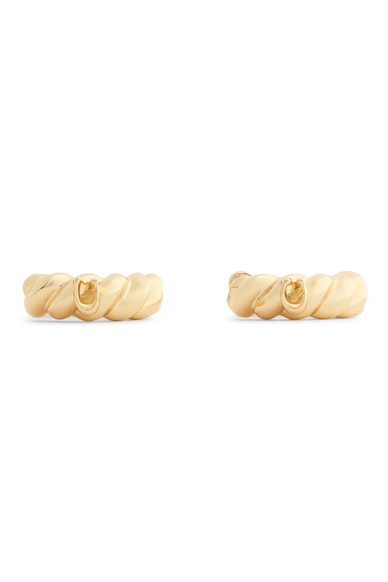 Twisted C Huggie Hoop Earrings, Alternate, color, SHINY GOLD