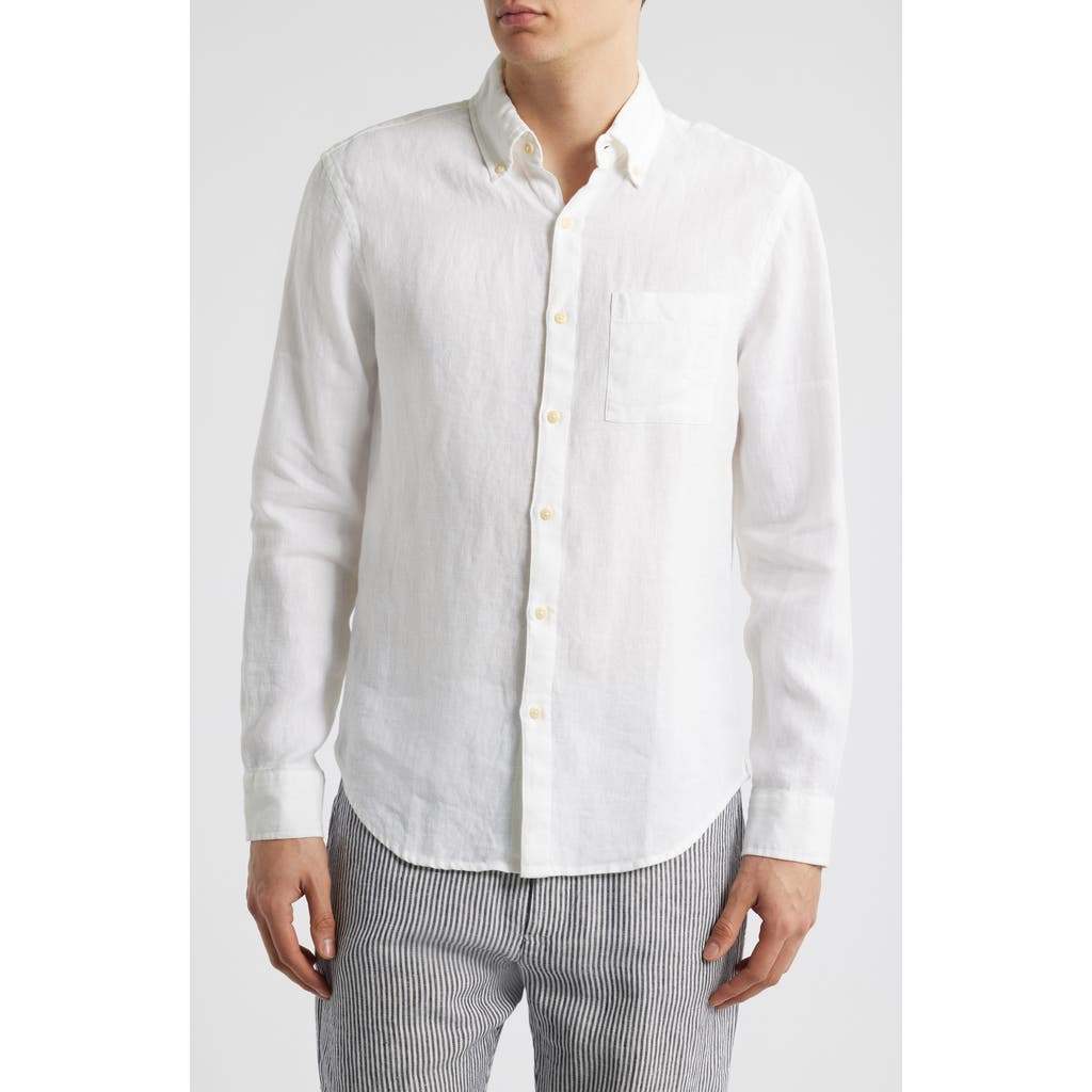 Alex Crane Playa Linen Button-down Shirt In Snow