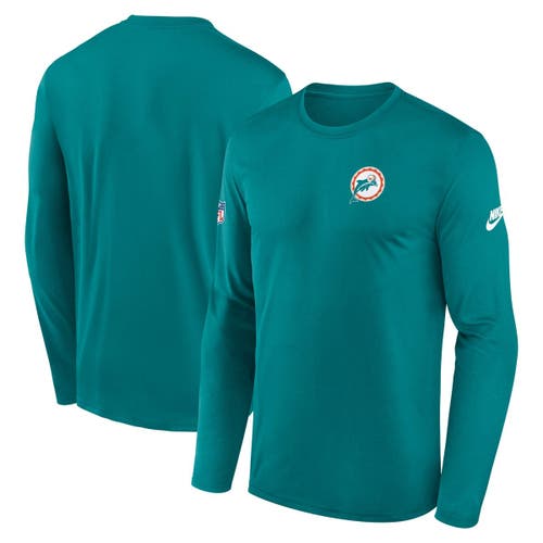 Nike Aqua Miami Dolphins Legend Small Logo Performance Long Sleeve T-shirt In Blue