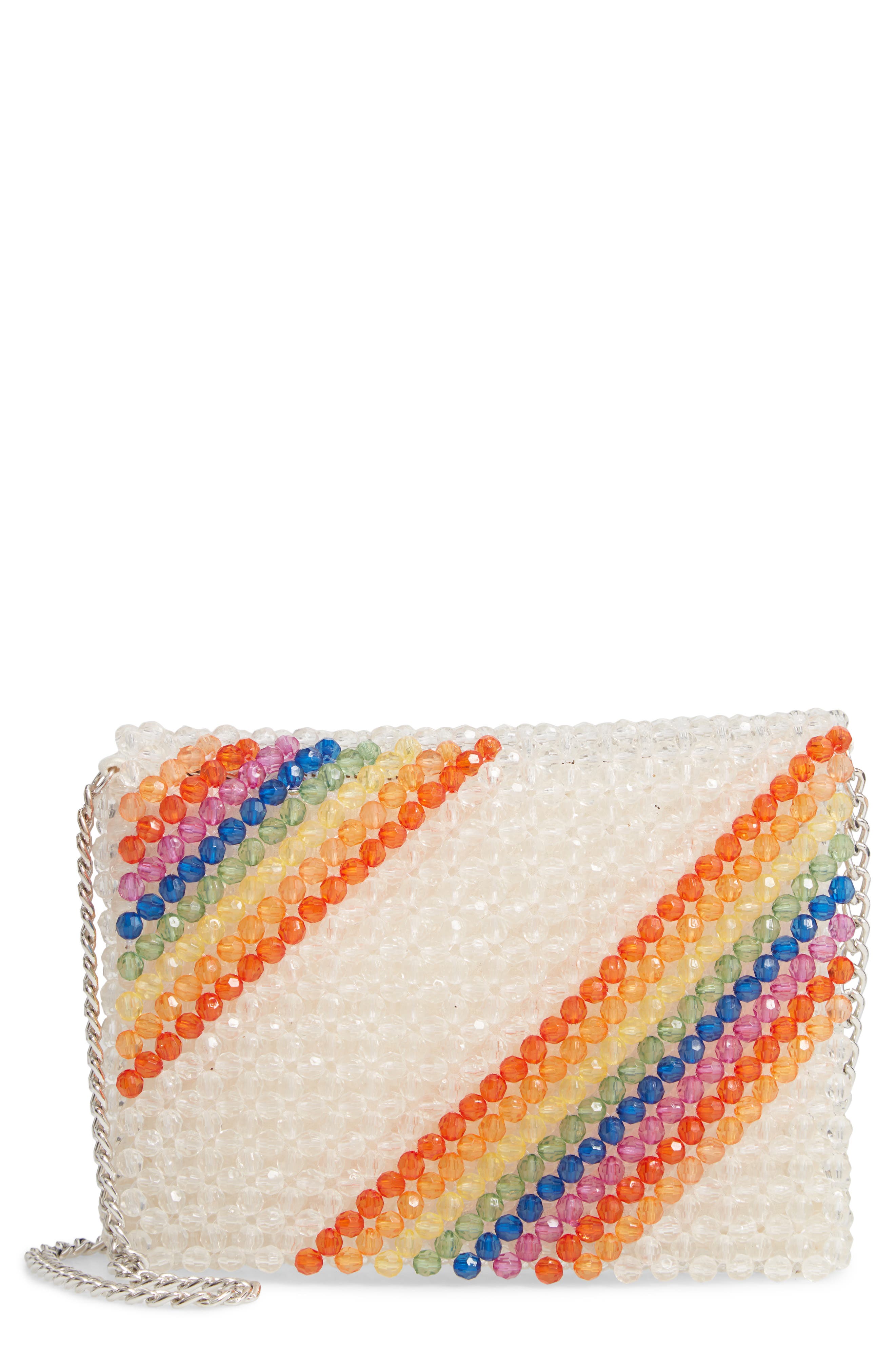 Zizi Beaded Rainbow Shoulder Bag, Main, color, CLEAR MULTI