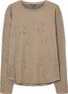 John Varvatos Vera Distressed Jacquard Long Sleeve Crewneck T-Shirt