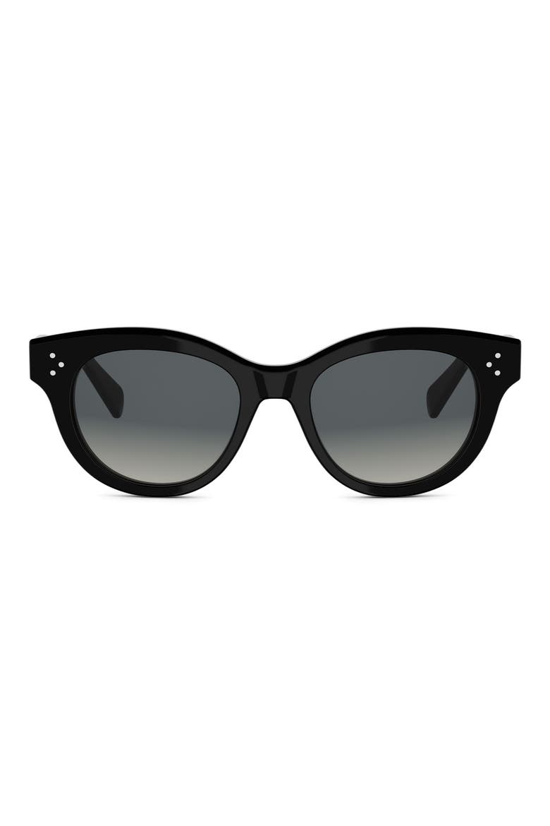 3 Dots 51mm Round Sunglasses, Main, color, SHINY BLACK / GRADIENT SMOKE