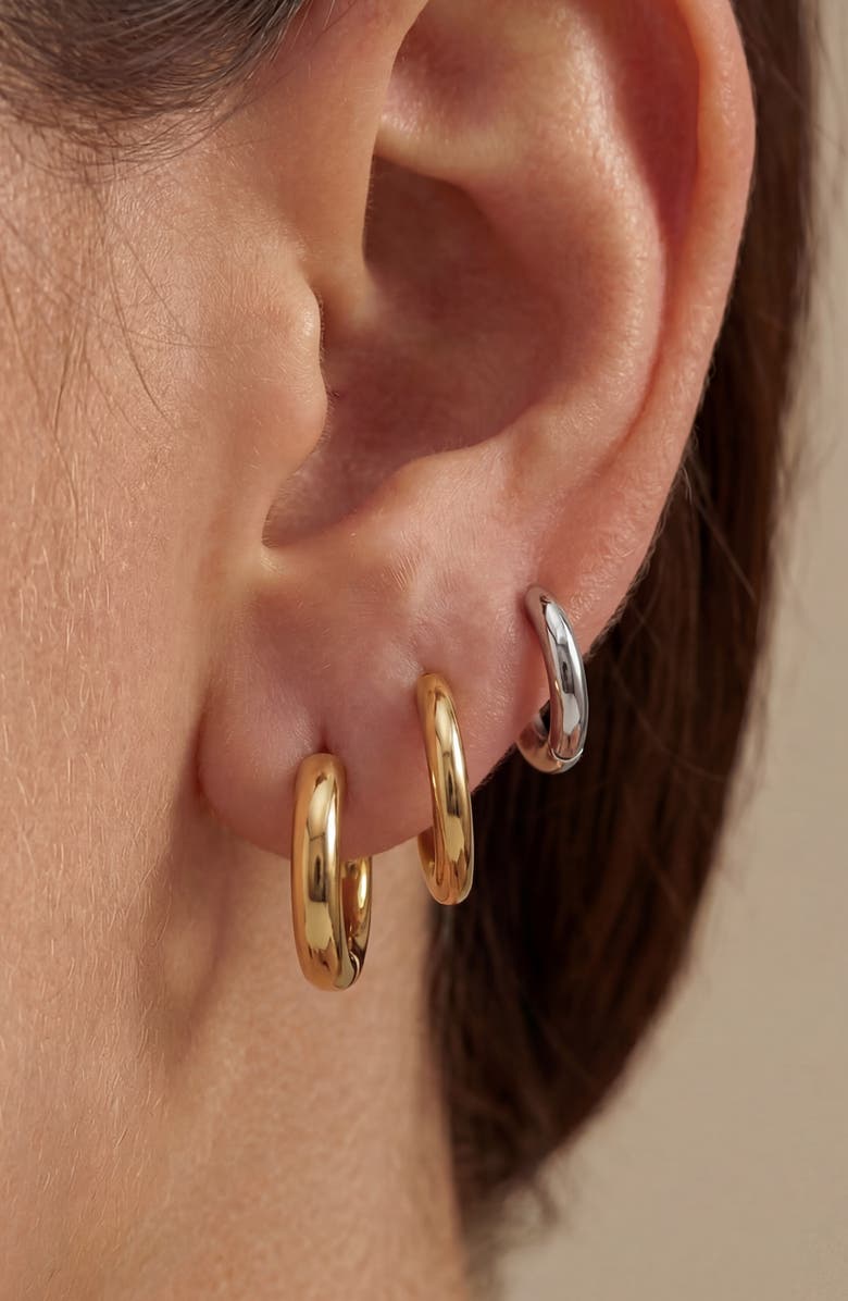 Argento Vivo Sterling Silver Set of 3 Hoop Earrings, Alternate, color, Gold/ Silver