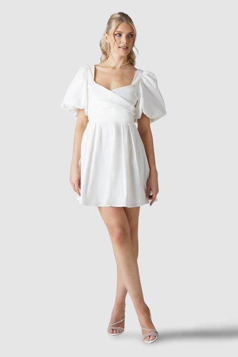 Puff Sleeve Mini Wedding Dress