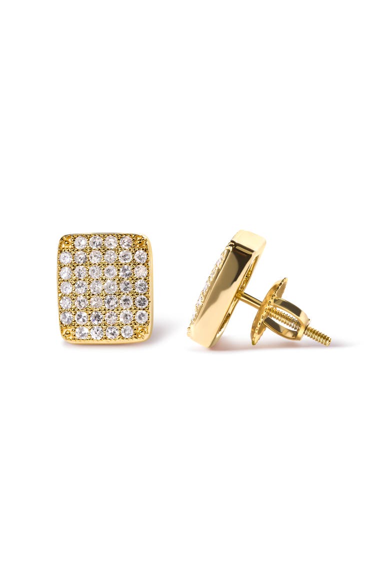 14K Yellow Gold 1/2 Ct Diamond Square Shaped Composite Cluster Stud Earrings, Alternate, color, Yellow