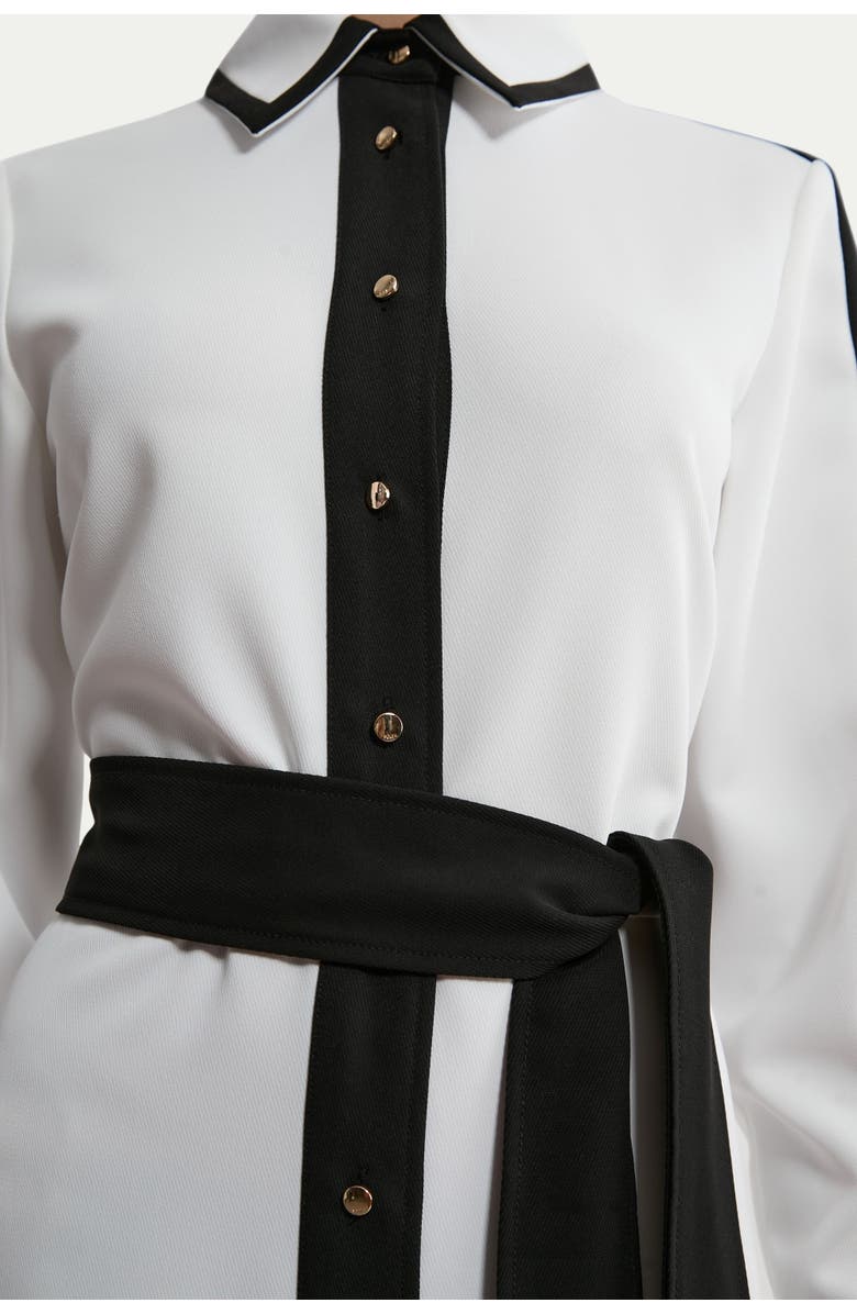 Karen Millen Petite Belted Midi Shirt Dress, Alternate, color, Ivory