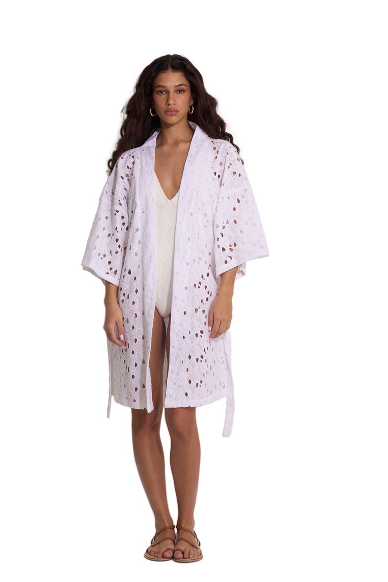 Coastal Lace Robe Cover-Up, Main, color, White