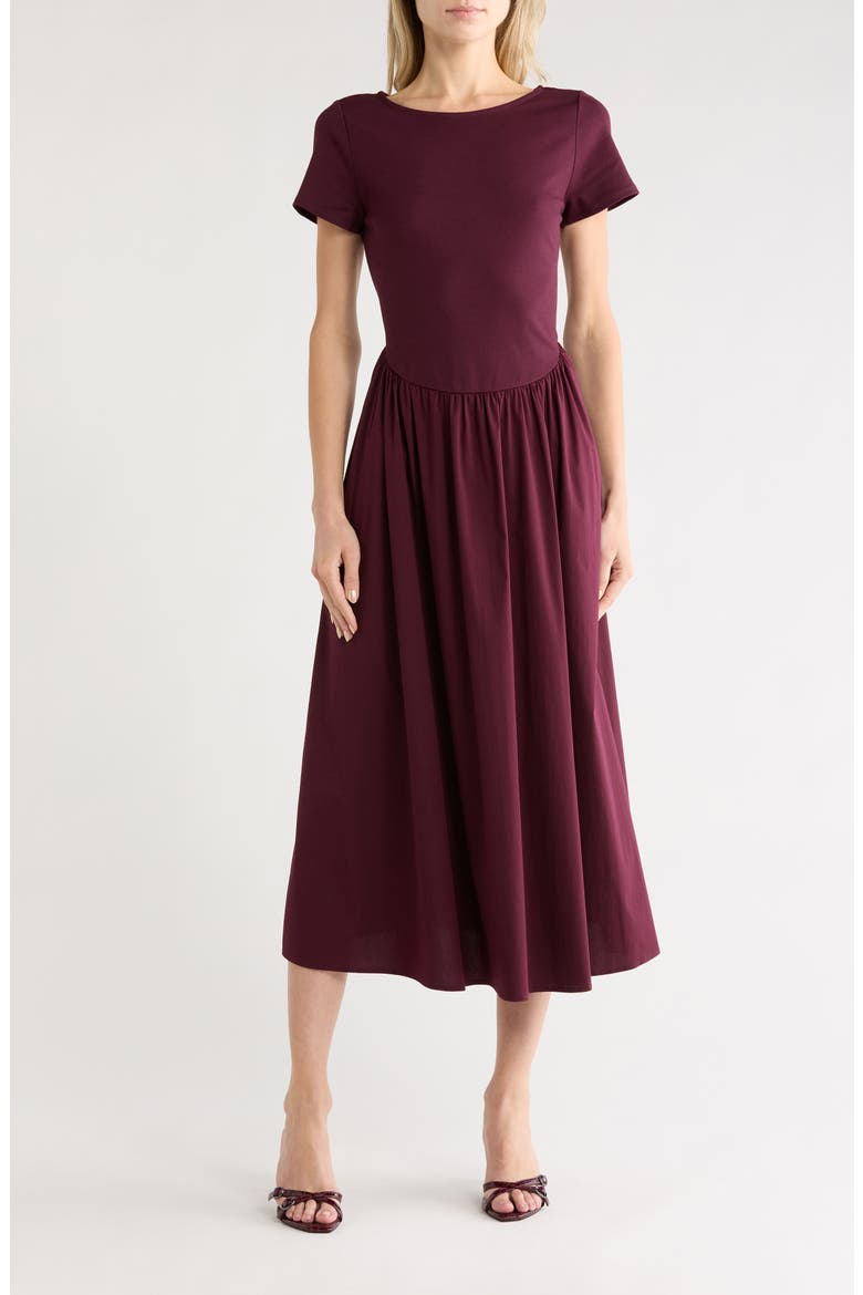 Mixed Media Midi Dress, Main, color, FIG