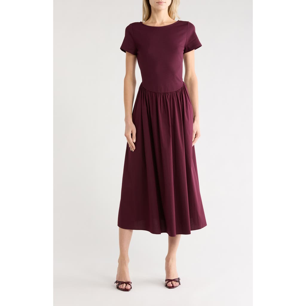 Gemma + Jane Mixed Media Midi Dress in Fig at Nordstrom Rack, Size Large