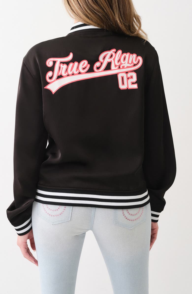 True Religion Satin Varsity Jacket, Alternate, color,