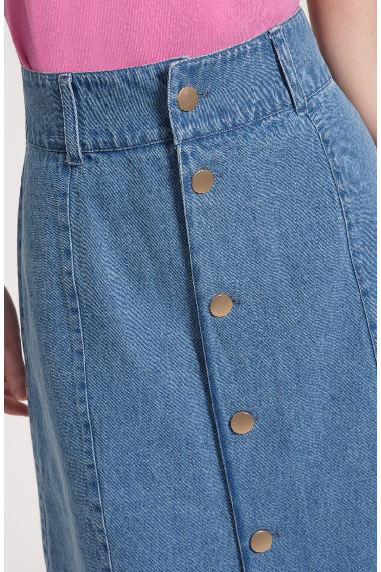 Button Front Denim Skirt, Alternate, color, DENIM