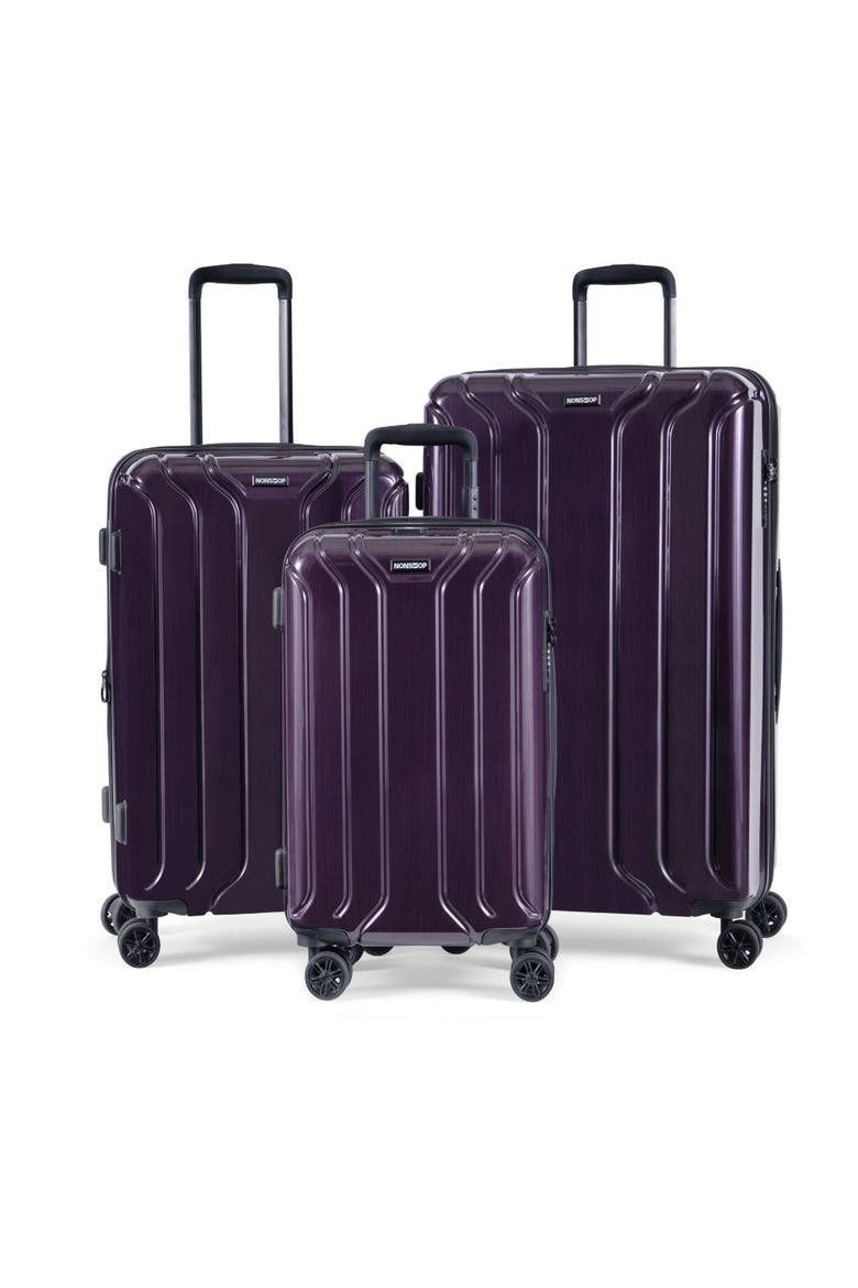 New York Elite 3 Piece (20"/24"/28") Luggage Set With 3 Packing Cubes, Main, color, Plum