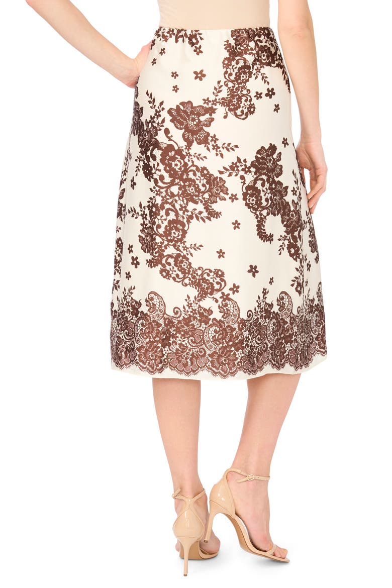 Floral Print Satin Midi Skirt, Alternate, color, EGRET