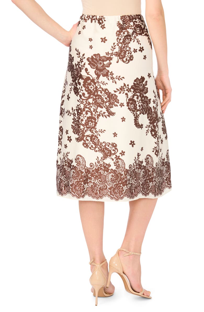 Parker Floral Print Satin Midi Skirt, Alternate, color, Egret