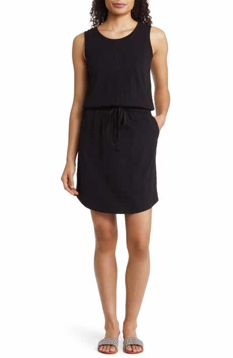 Caslon® Tie Waist Cotton Shirttail Dress