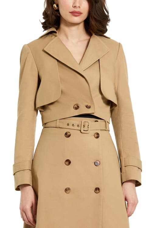 Mac Duggal Twill Cropped Tailored Jacket In Taupe