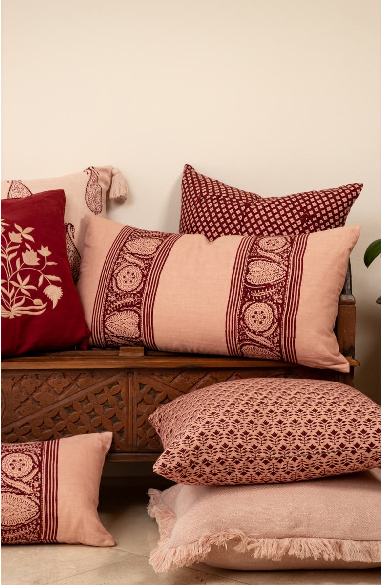 Alamwar Tashkent Plum Lumbar Pillow Cover, Alternate, color, Plum