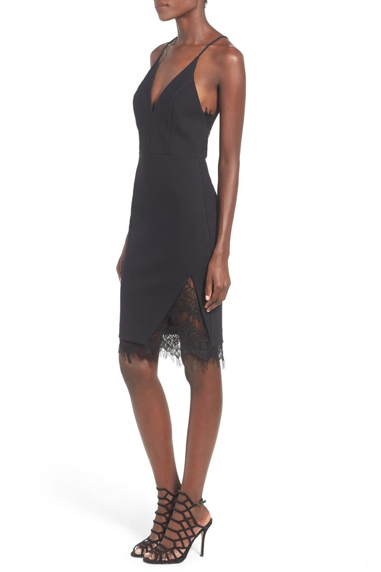 Lace Body-Con Dress, Alternate, color, BLACK