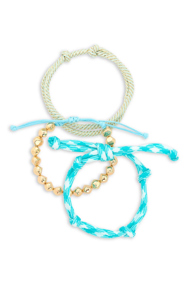 3-Pack Beaded Paracord Slider Bracelets, Main, color, BLUE MULTI- GOLD
