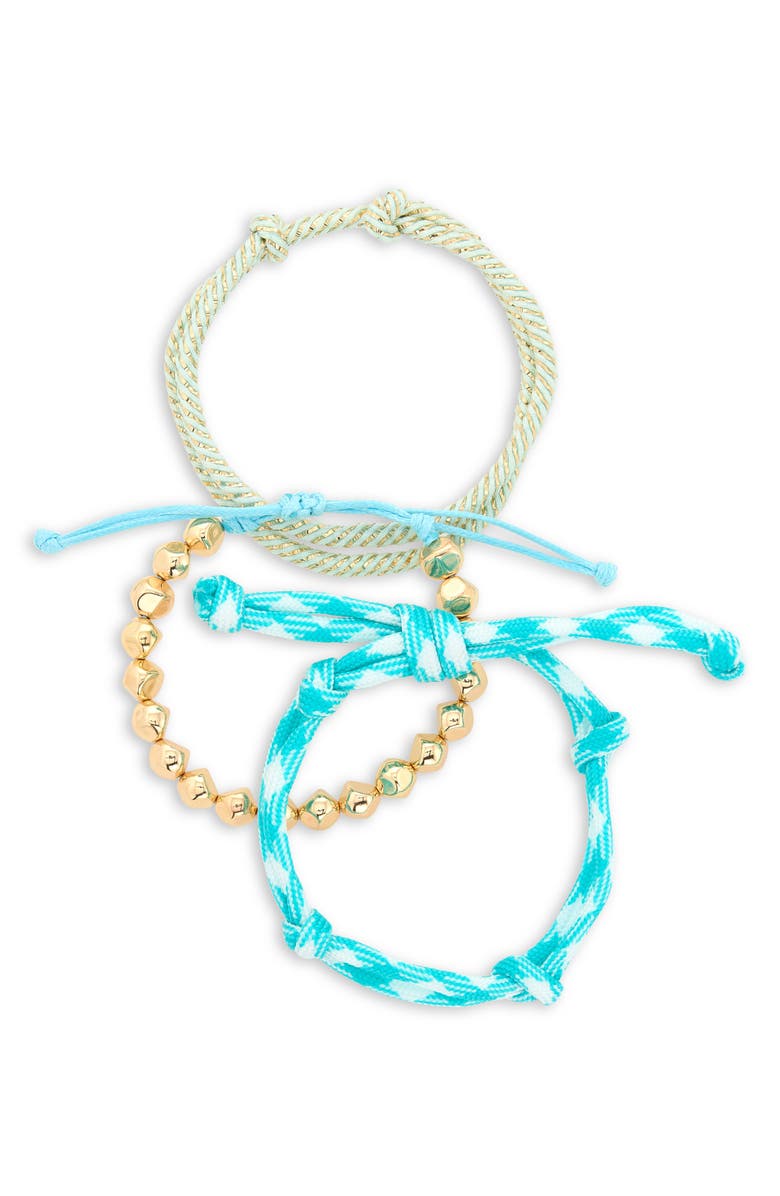 Leith 3-Pack Beaded Paracord Slider Bracelets, Main, color, Blue Multi- Gold