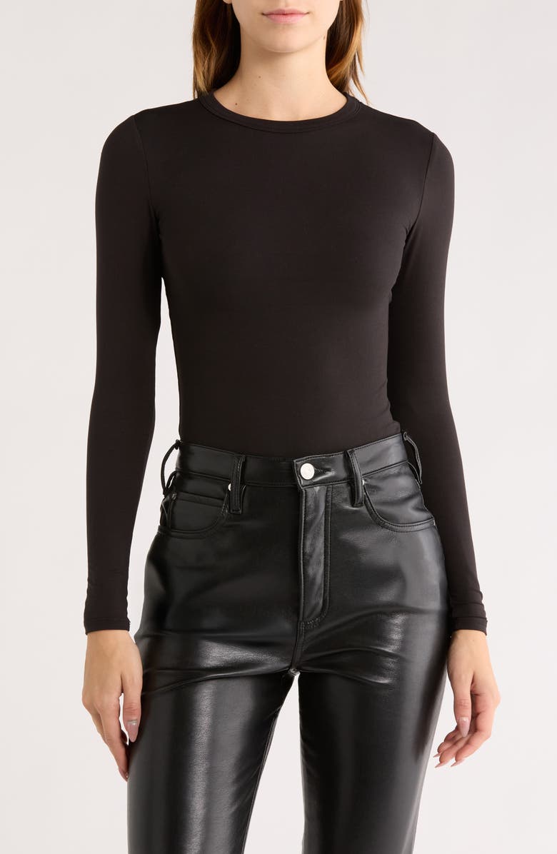 N BY NAKED WARDROBE Bare Crewneck Long Sleeve Top, Main, color, Black