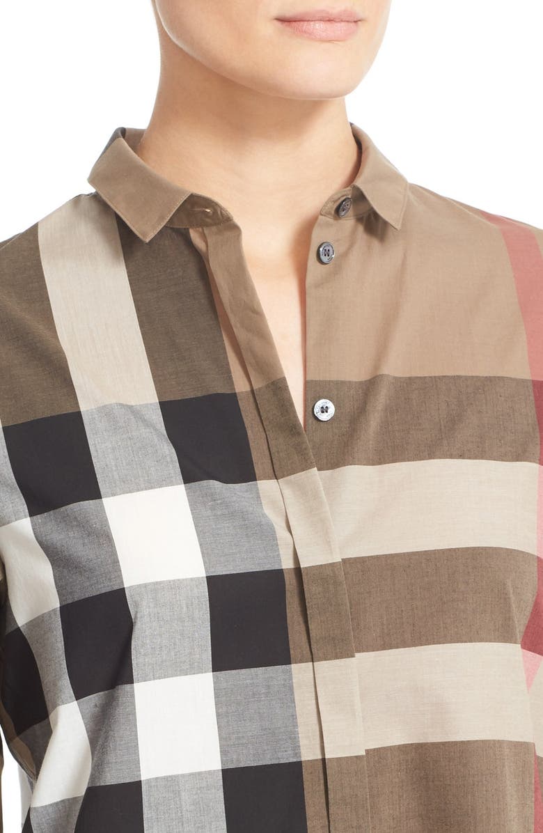 Burberry Check Pattern Cotton Shirt, Alternate, color, 