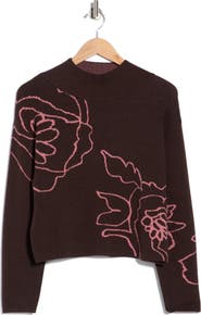 T Tahari Mock Neck Jacquard Sweater