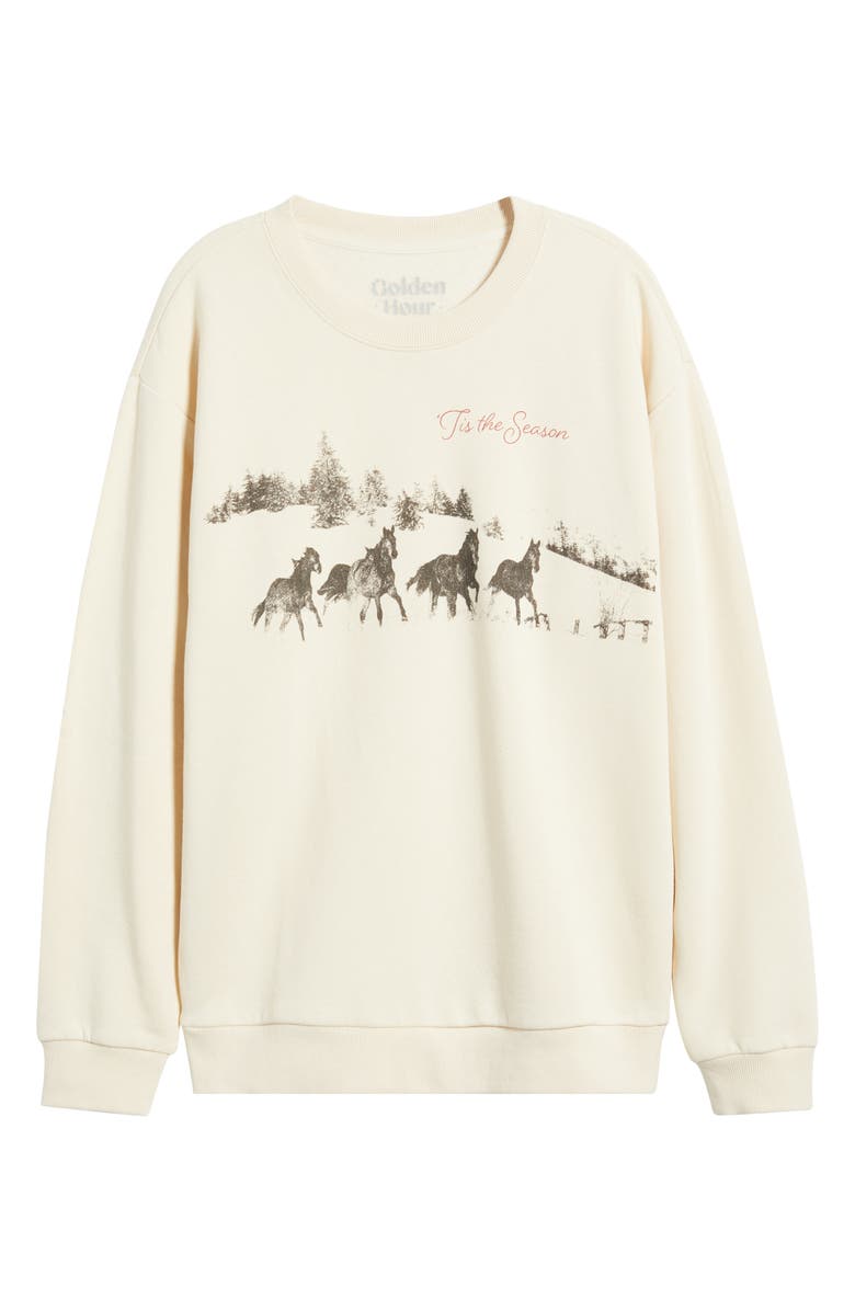 GOLDEN HOUR Tis the Season Horses Graphic Sweatshirt, Alternate, color, Sandshell