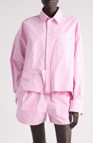 Balenciaga Folded Stripe Cotton Poplin Button-Up Shirt