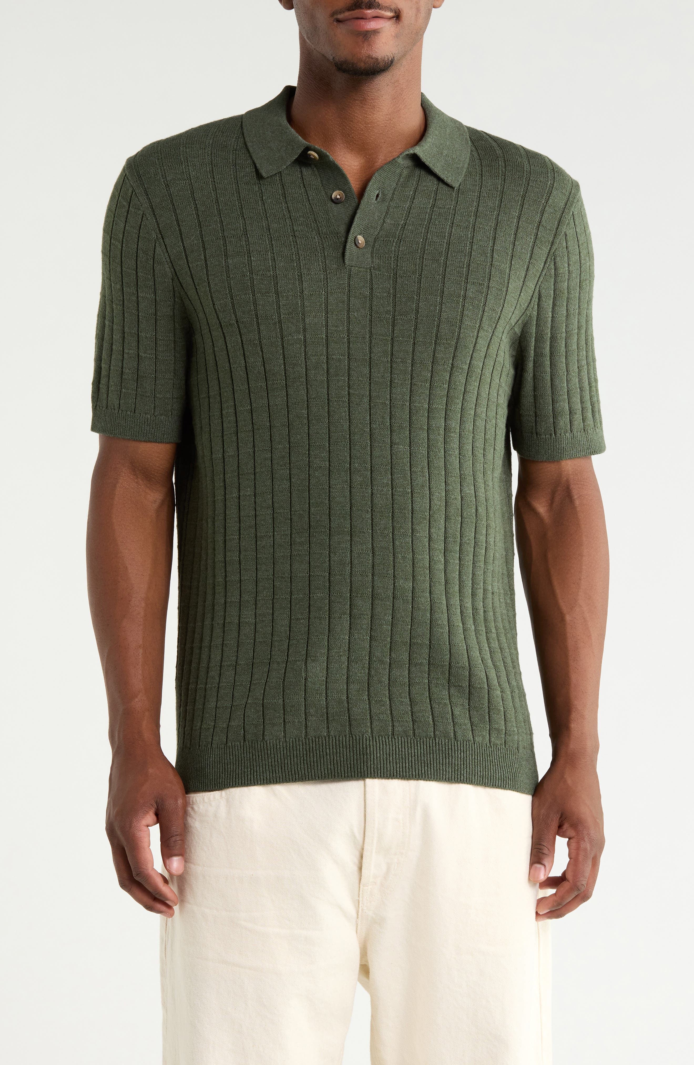 Short Sleeve Grid Sweater Knit Polo