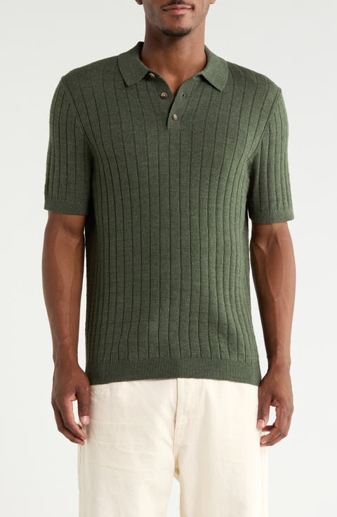 Short Sleeve Grid Sweater Knit Polo