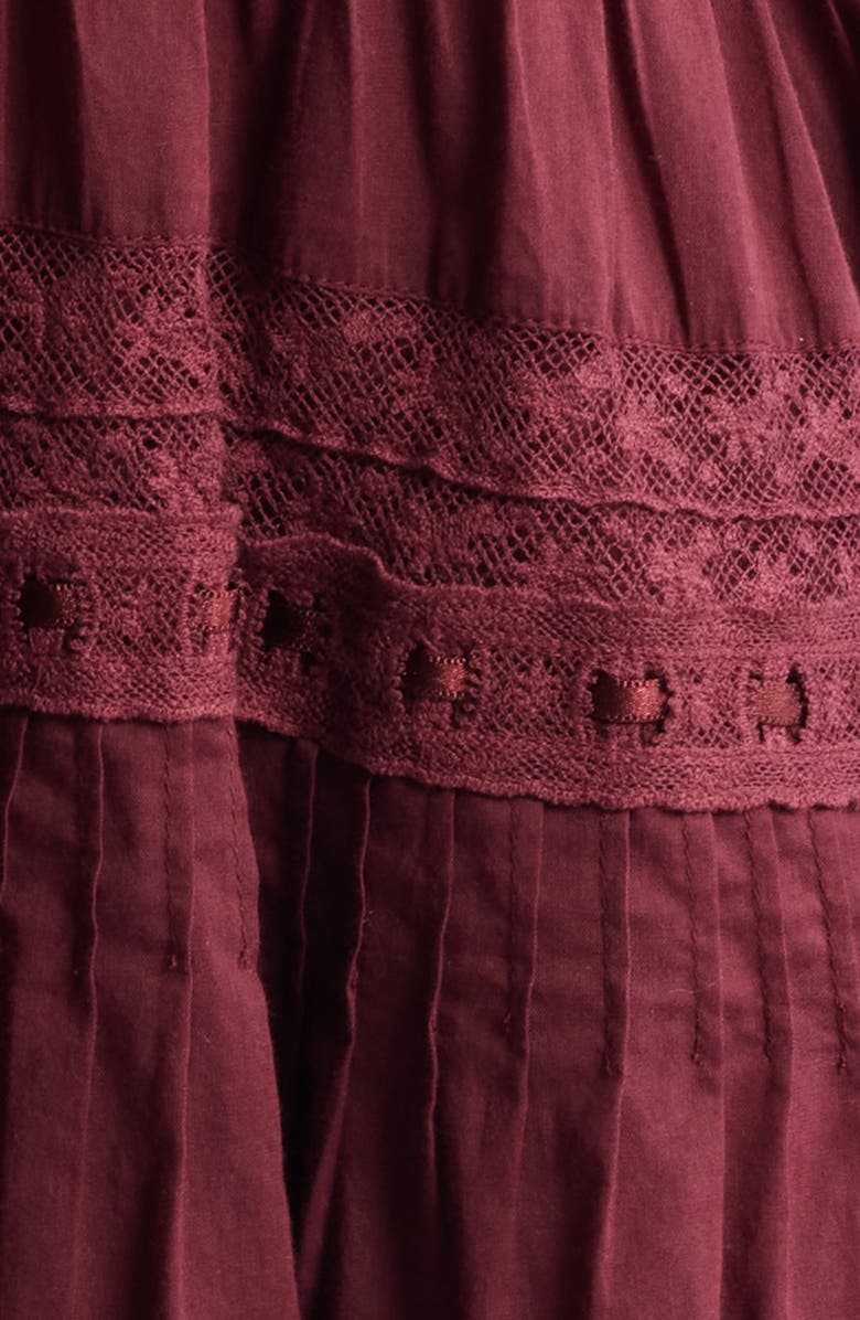 LoveShackFancy Lilias Lace Cotton Minidress, Alternate, color, Spiced Berry