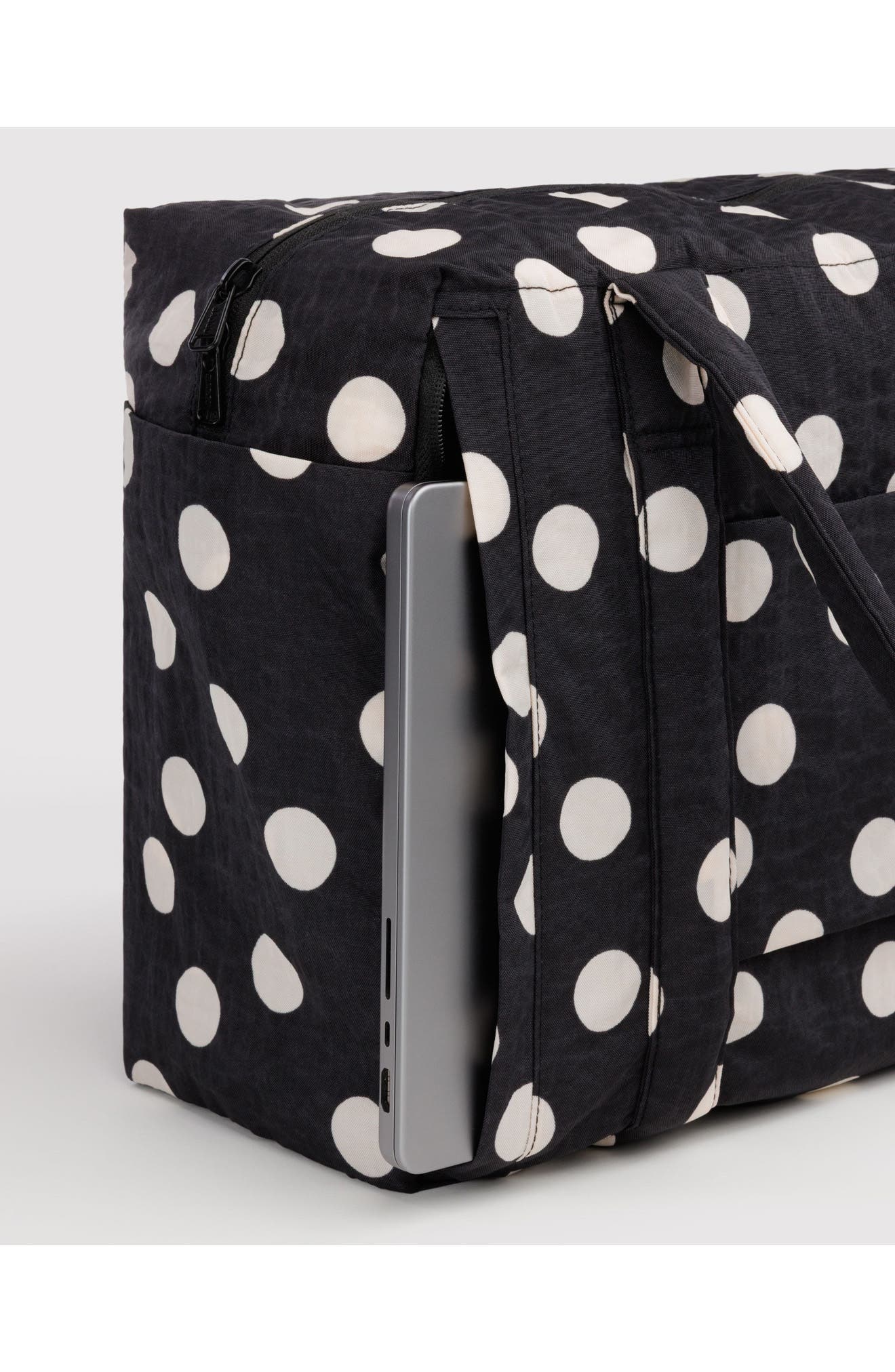 Small Cloud Carry-On, Alternate, color, BLACK AND CREAM POLKA DOT