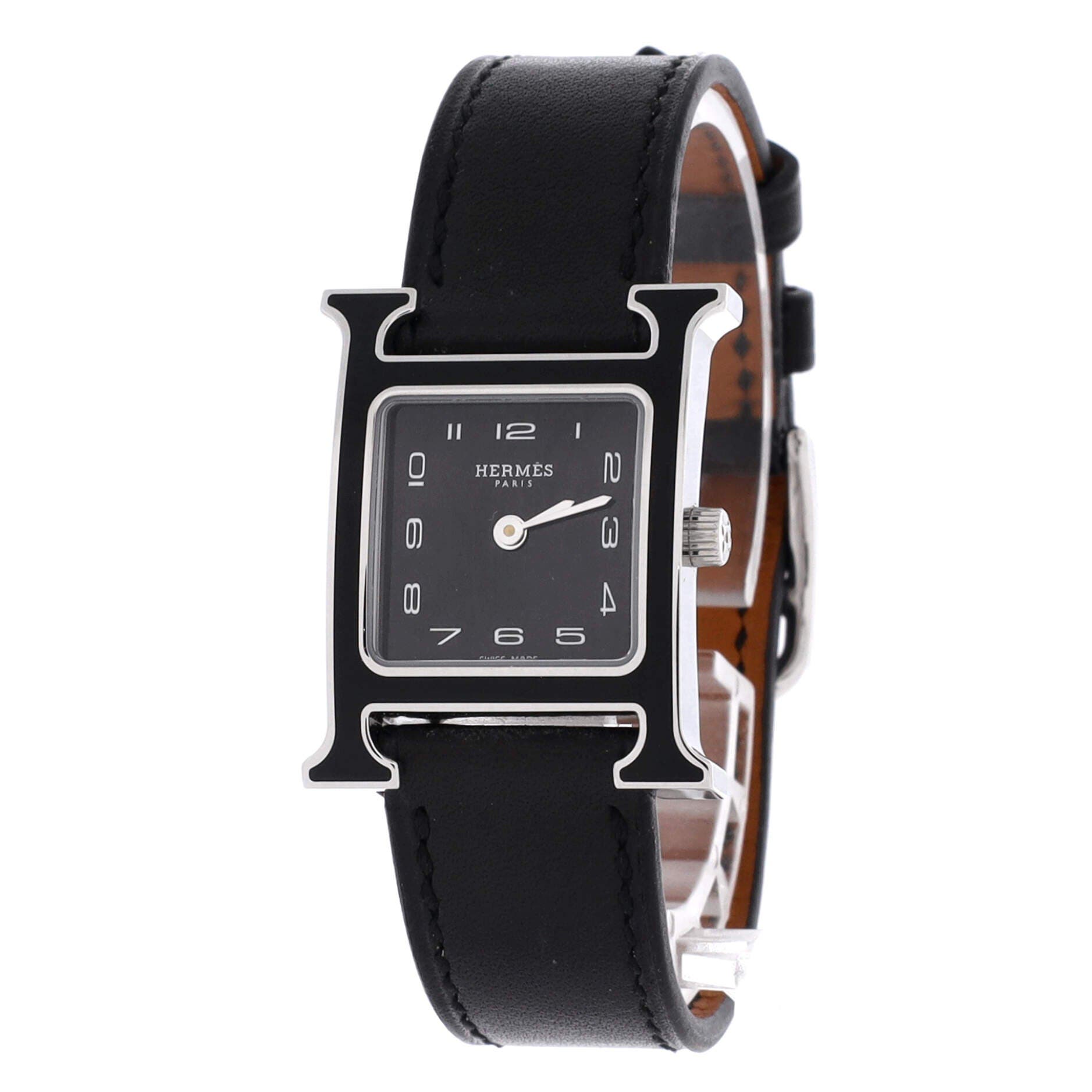 Heure H Quartz Watch Stainless Steel and Leather 21, Alternate, color, Black