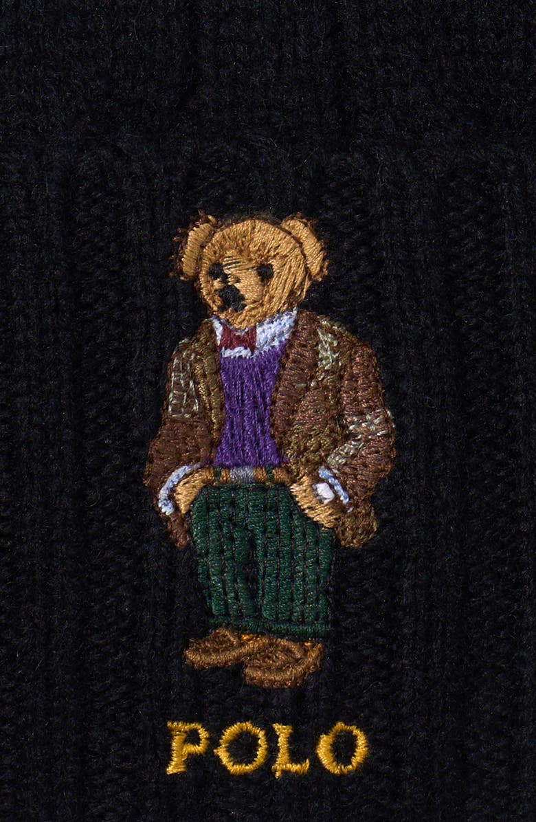 Polo Ralph Lauren Heritage Bear Cable Knit Wool & Cashmere Beanie, Alternate, color, 