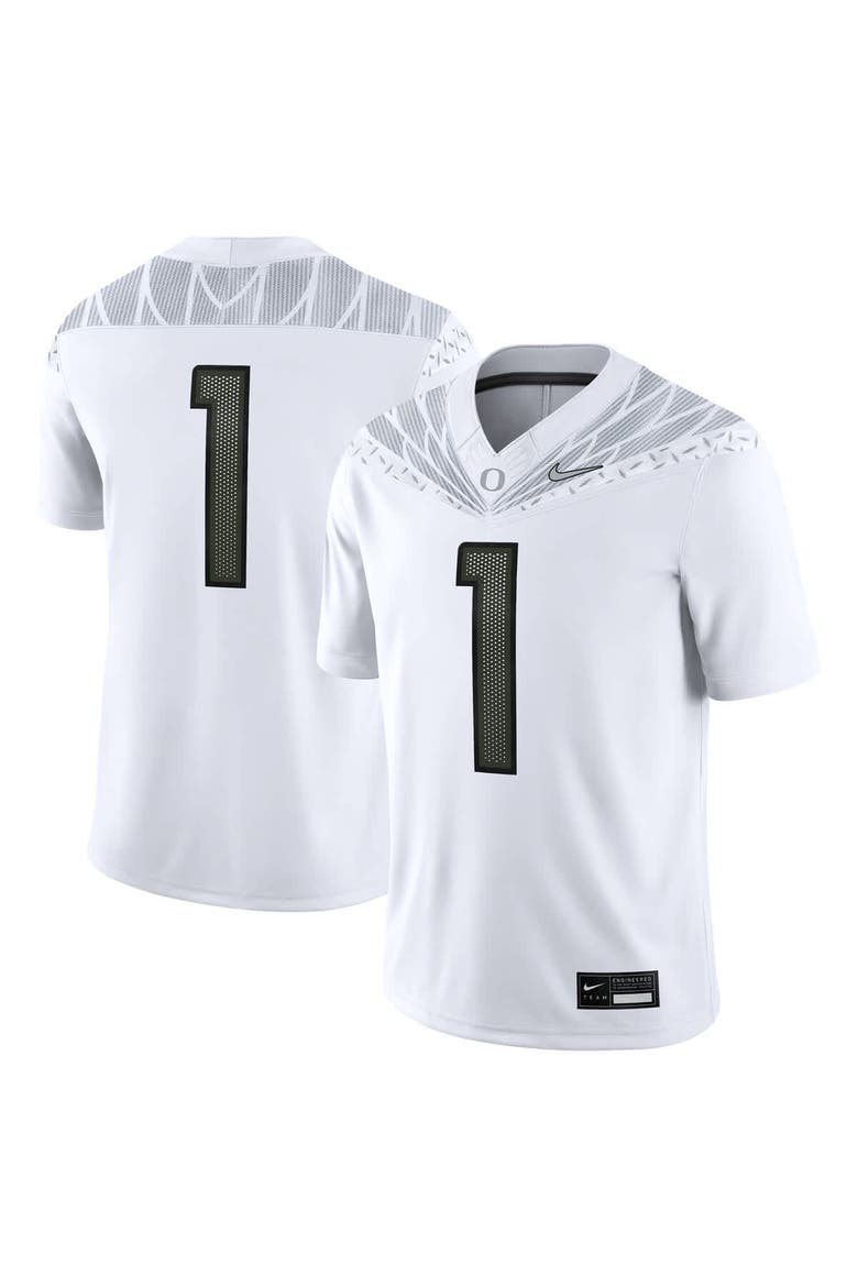 Men's Nike #1 White Oregon Ducks Game Jersey, Alternate, color, White