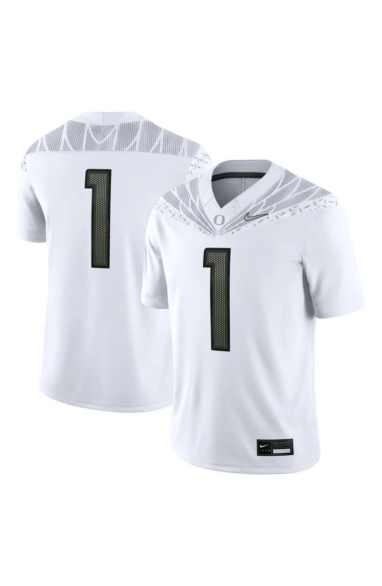 Nike Men's Nike #1 White Oregon Ducks Game Jersey, Alternate, color, White