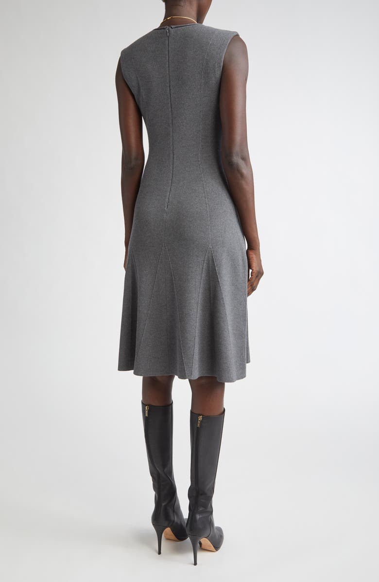 ST. JOHN Sleeveless Engineered Godet Fit & Flare Dress, Alternate, color, Dark Grey Melange