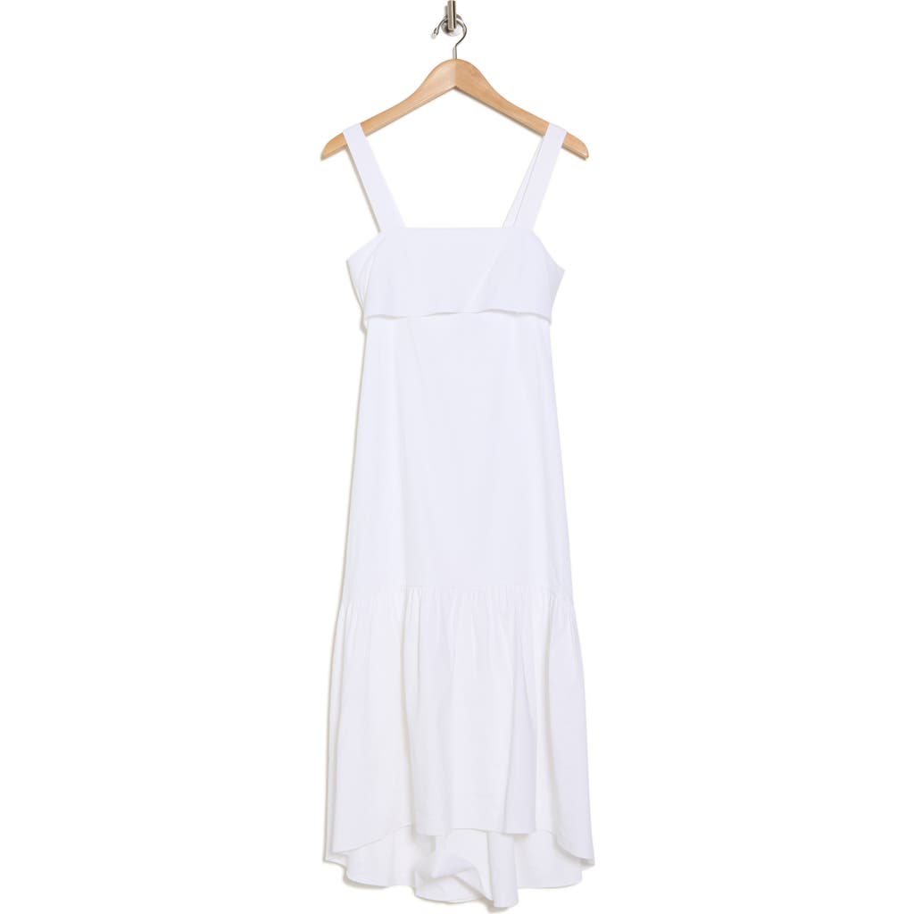 Theory Linen Blend Midi Dress In Wht