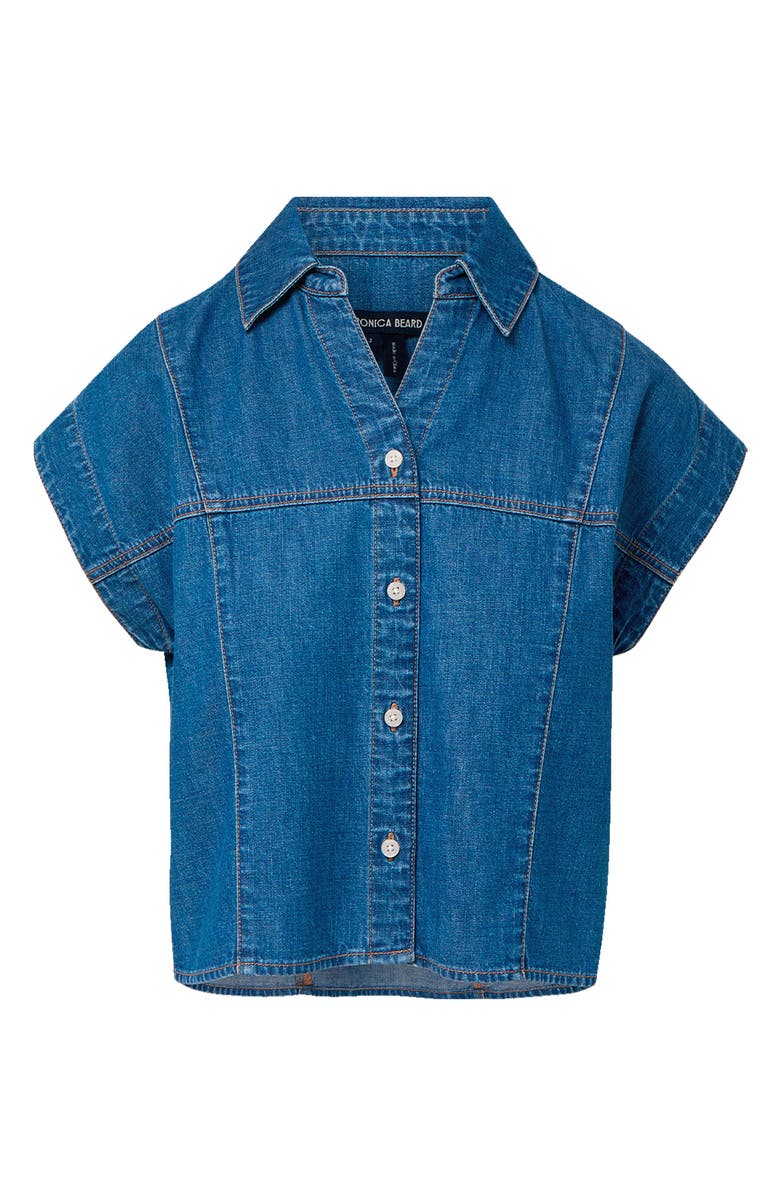 Veronica Beard Nestor Denim Button-Up Shirt, Alternate, color, Pool Party