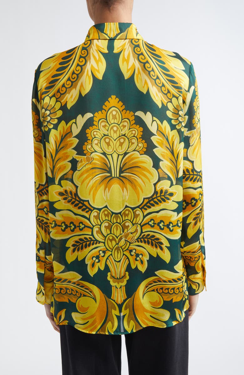 Etro Floral Silk Button-Up Shirt, Alternate, color, Stampa F.do Verde