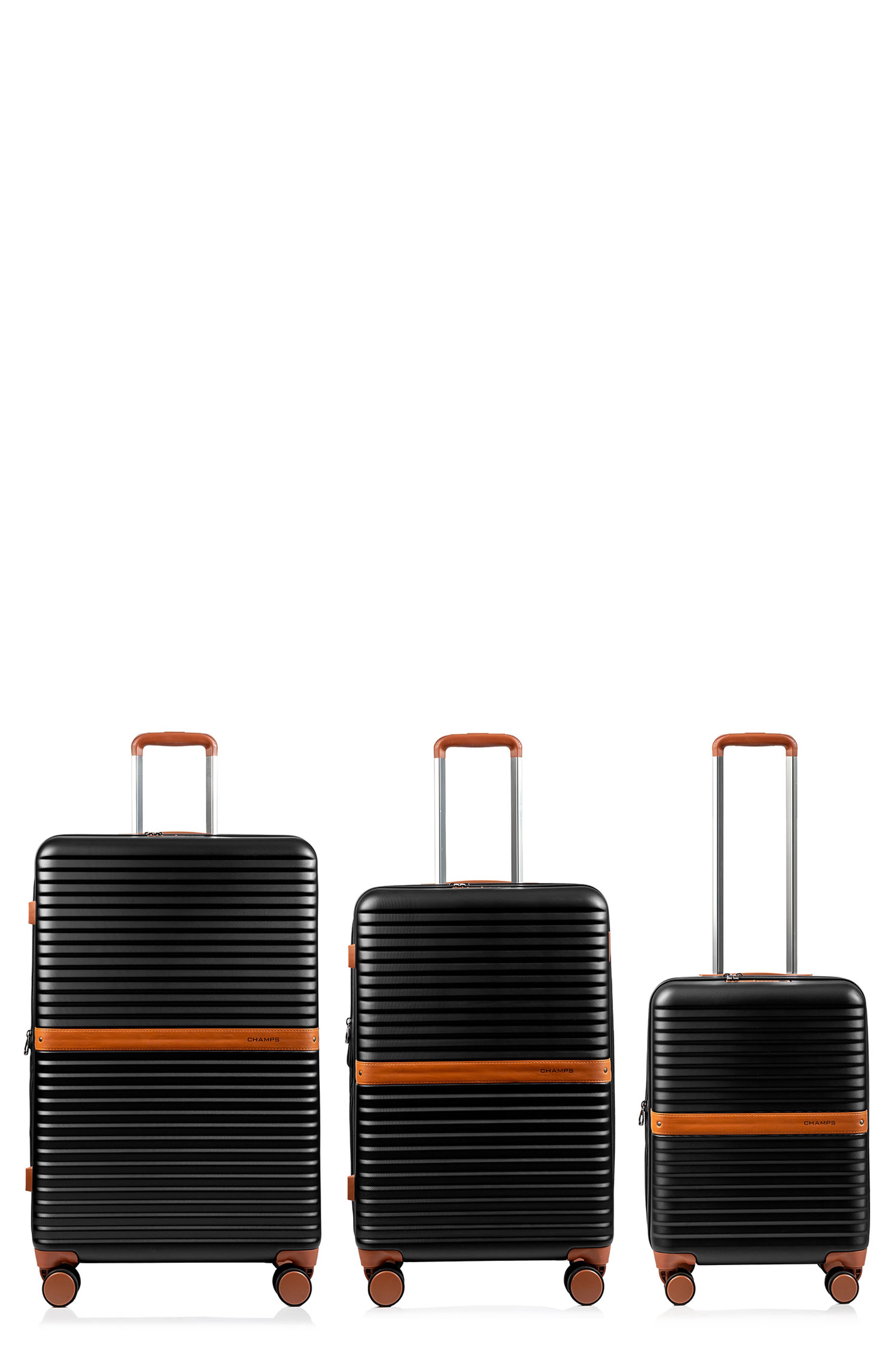 CHAMPS Vintage II 3-Piece Wheeled Luggage Set, Main, color, Black