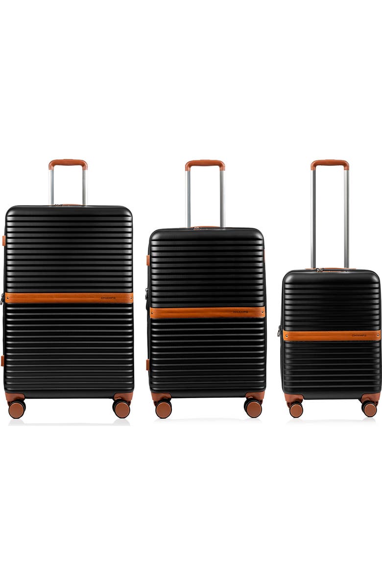 CHAMPS Vintage II 3-Piece Wheeled Luggage Set, Main, color, Black