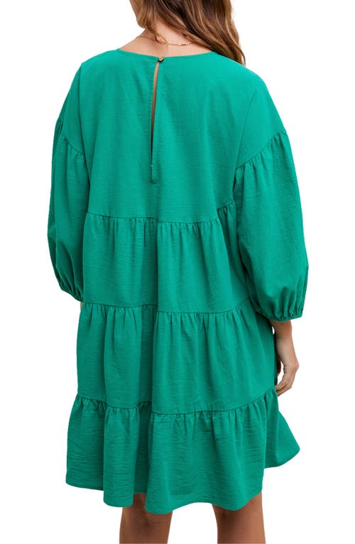 Wishlist Tiered Cotton Babydoll Dress In Green
