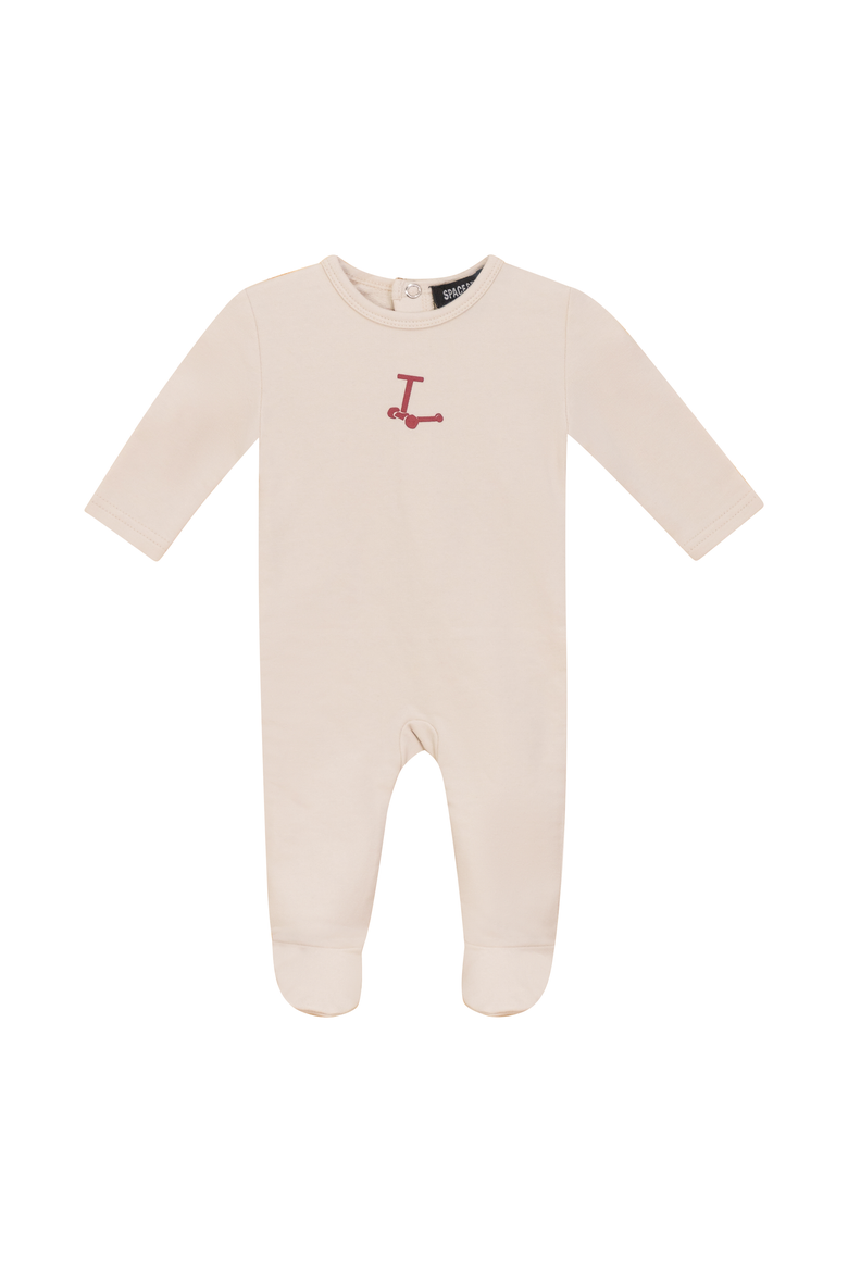 Scooter and Tulip Print Cotton Romper, Main, color, Dark Almond