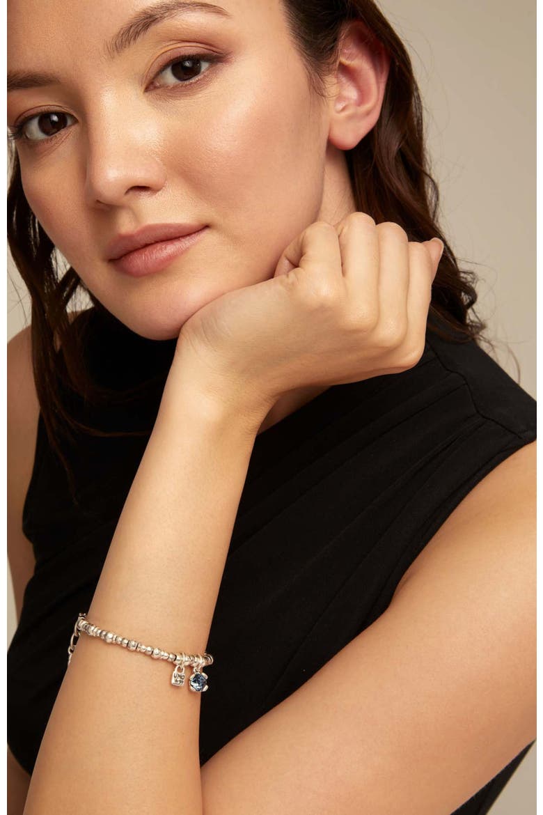 Blue Crystal Stretch Bracelet, Alternate, color, Silver
