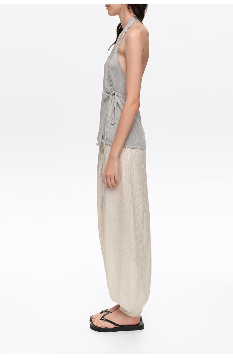 Bimba y Lola Metallic wrap knit top, Alternate, color, Silver