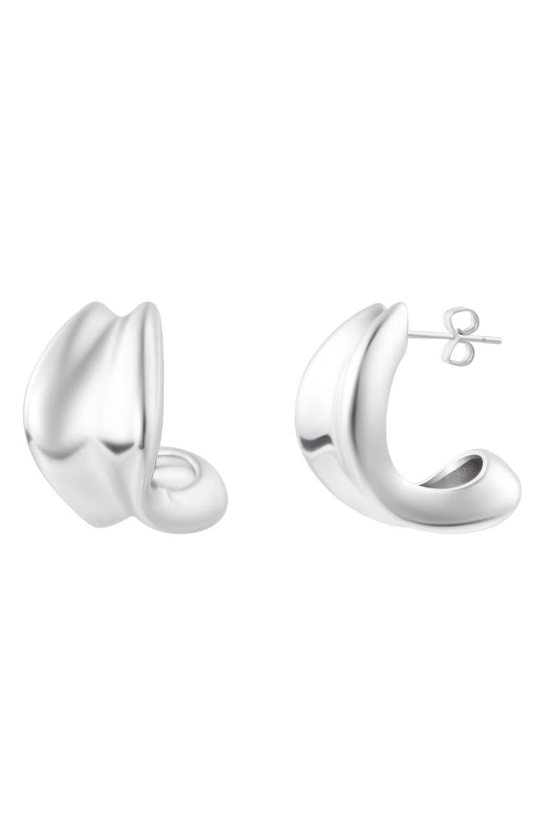 Adornia Sculpted Hoop Earrings, Main, color, Silver