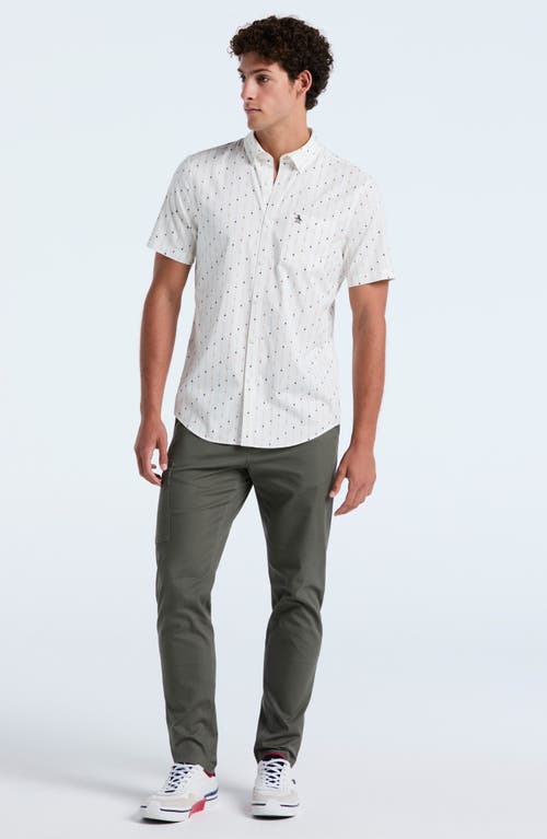 Original Penguin Short Sleeve Cotton Blend Twill Button-down Shirt In White